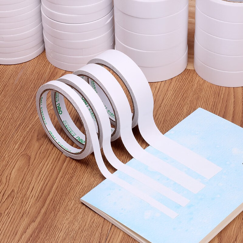 得力deli高粘性双面胶带加粘双面胶双面棉纸胶带双面泡棉胶带办公用品