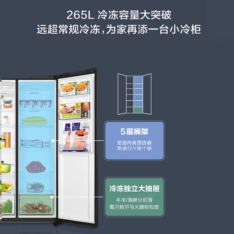 海尔(Haier)[旗舰新品]海尔519升大容量双开门风冷无霜变频一级能效AFR精控双循环超大巨冷冻对开门冰箱高清大图
