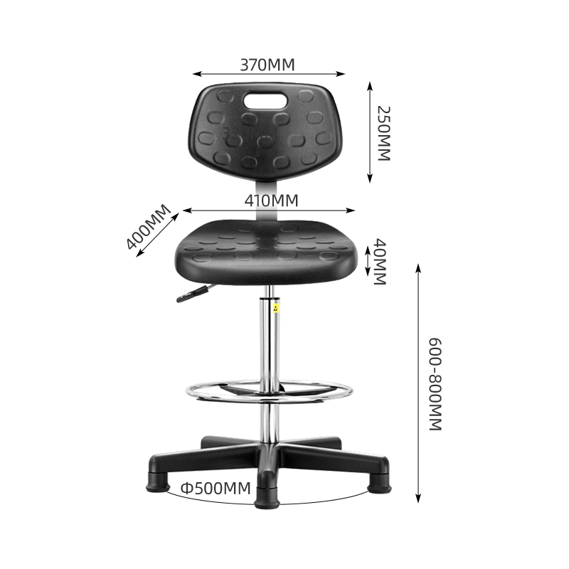 臻远ZY-7958防静电椅子车间流水线升降椅子 60-80cm加高黑尼龙脚脚杯款高清大图
