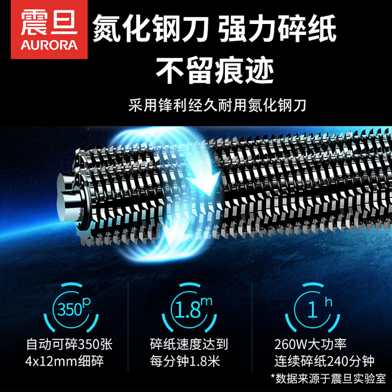 震旦4级保密全自动碎纸机(自动400张 手动10张 自动240分钟 手动30分钟32.2L可碎卡、光盘) AS350CD高清大图