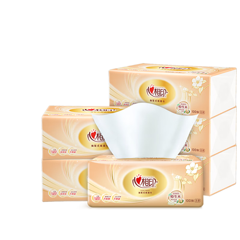 心相印 DT51100(6包装) 经典100抽三层塑装面巾纸(升级1)*12提