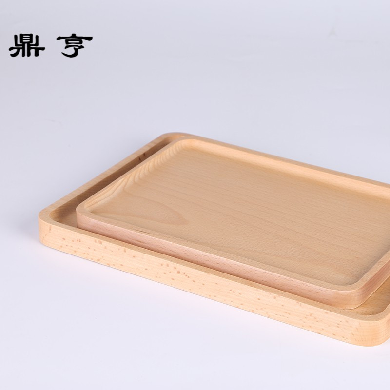 鼎亨日式木质托盘长方形 酒具家用实木盘子圆形碟子 木制茶盘果盘