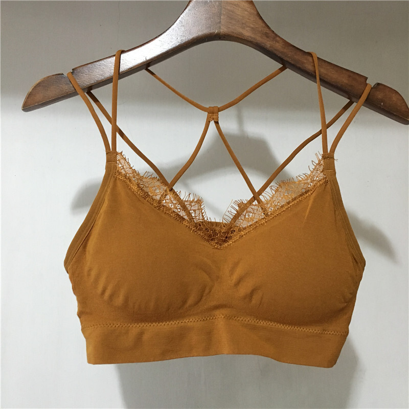 美背文胸带胸垫带抹胸背心裹胸学生内衣女运动无钢圈修身白色均码