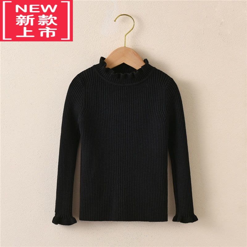 可莉允女童宝宝木耳边打底针织衫2022秋冬季新款男童莫代尔坑条儿童毛衣图片