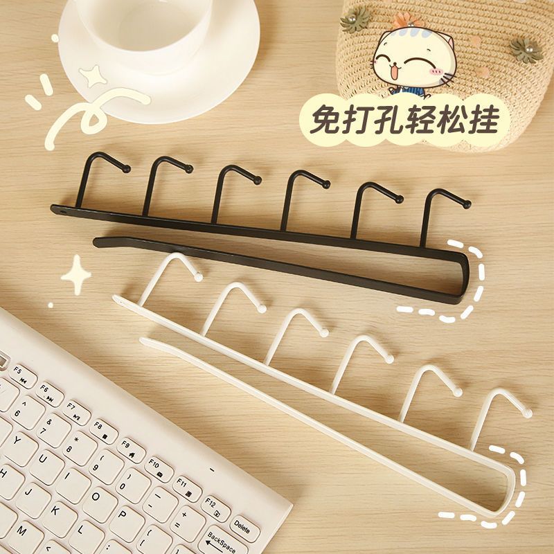 厨房置物架无痕免打孔挂钩一排橱柜门挂架挂钩架悬挂式收纳整理架-挂钩;黑色2个装高清大图