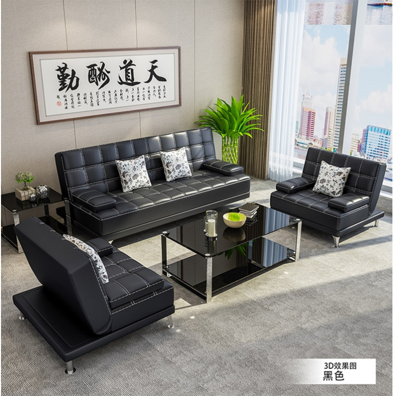 折叠办公沙发多功能折叠沙发床简约接待会客三人位办公室沙发茶几