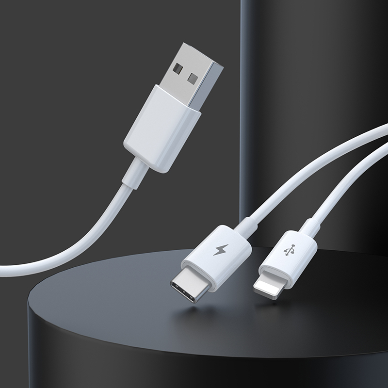 品胜一拖二数据线一拖三数据线华为苹果14Plus数据线Type-C快充iPhone手机充电线USB连接线车载iPad