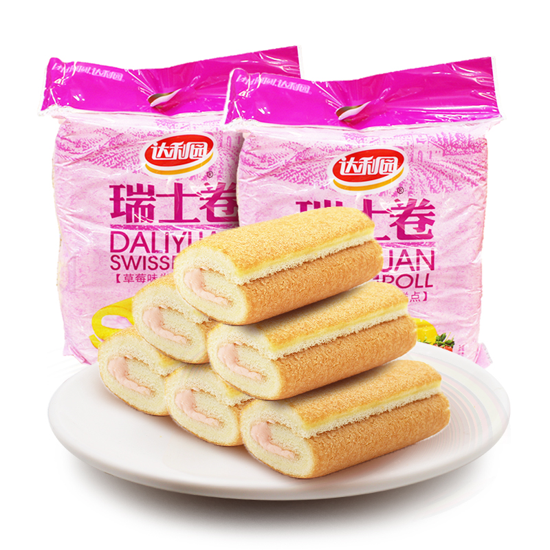 达利园糕点卷类面包零食瑞士卷1500g香蕉味视频