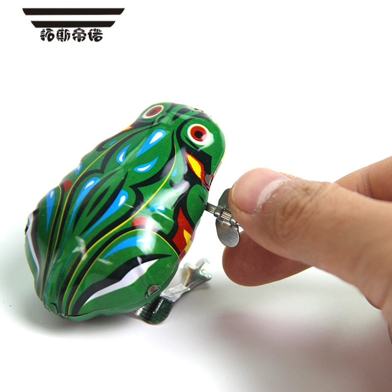 8090后怀旧上链发条跳跳婴儿宝宝儿童益智铁皮青蛙兔子地摊老玩具1只