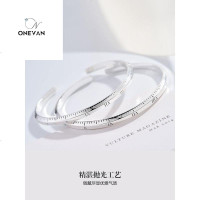 999纯银时间手镯情侣一对男女士玫瑰金仿金开口闺蜜生日银镯子dw