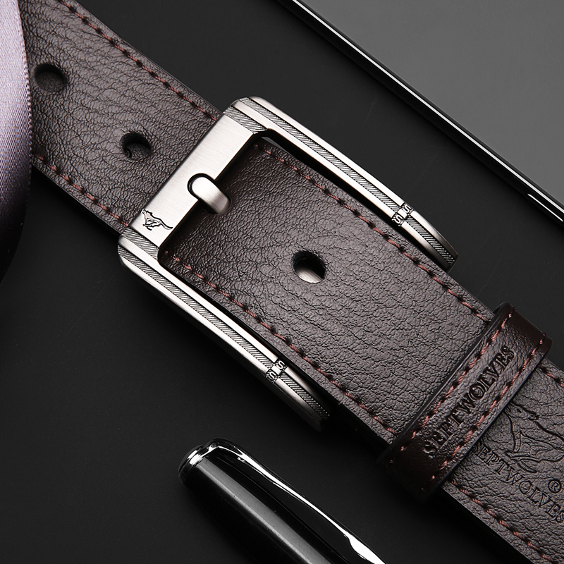 七匹狼皮带男士真皮针扣腰带牛皮年轻人时尚爸爸裤带夏季裤腰带潮