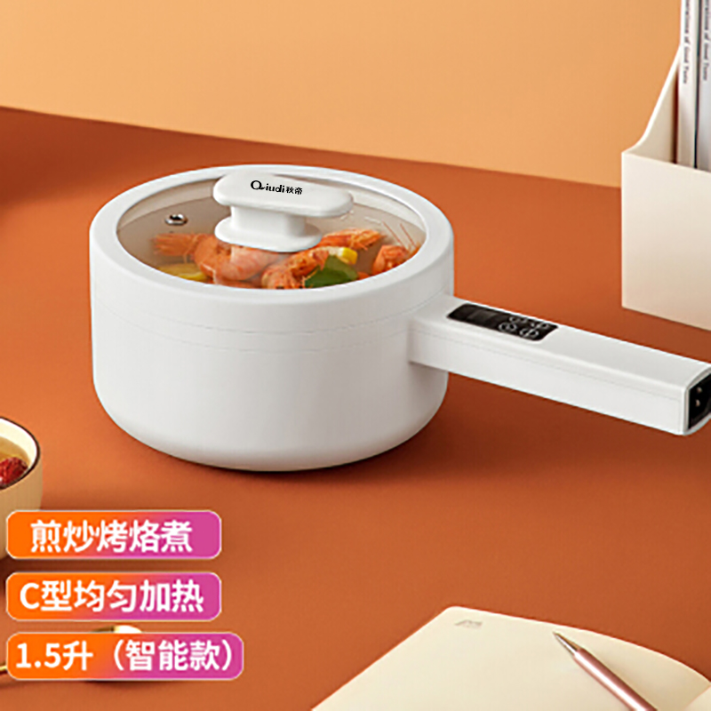 秋帝多功能电热锅办公室,宿舍,家用煮煎炒炸一锅多用双档位调节 ABS塑料机身+陶瓷釉不粘锅内胆QD-DJ56高清大图