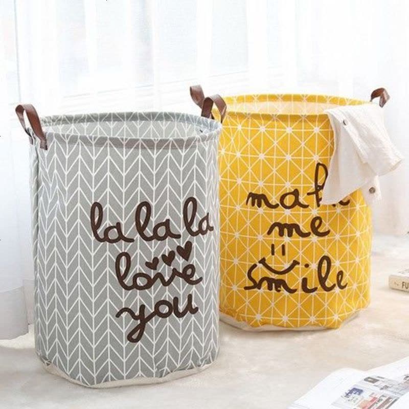 新疆帆布防水脏衣篮儿童玩具浴室脏衣桶杂物收纳筐家用布艺脏衣篓 大号粉熊40*50图片