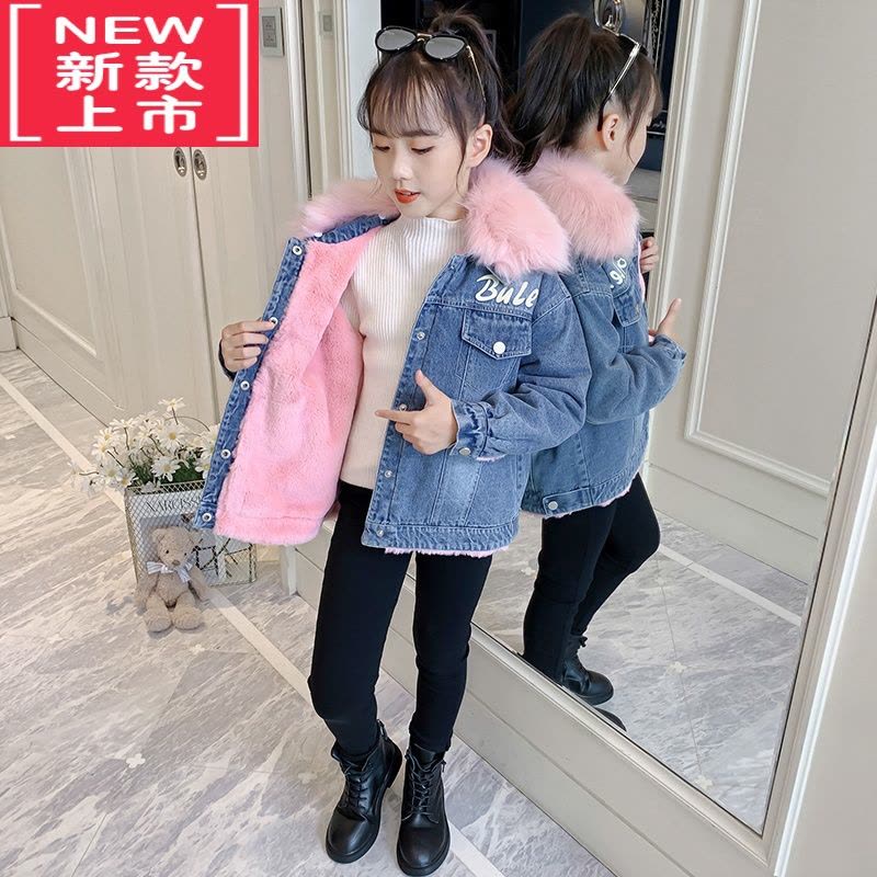 可莉允女童外套秋冬款2022儿童中大童牛仔衣加绒加厚洋气时髦冬装棉衣服棉服图片