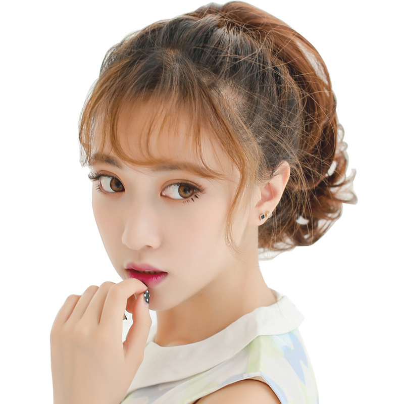 假发 女士假发爪夹短马尾大波浪卷发虎口夹马尾辫m036|焦糖色32cm