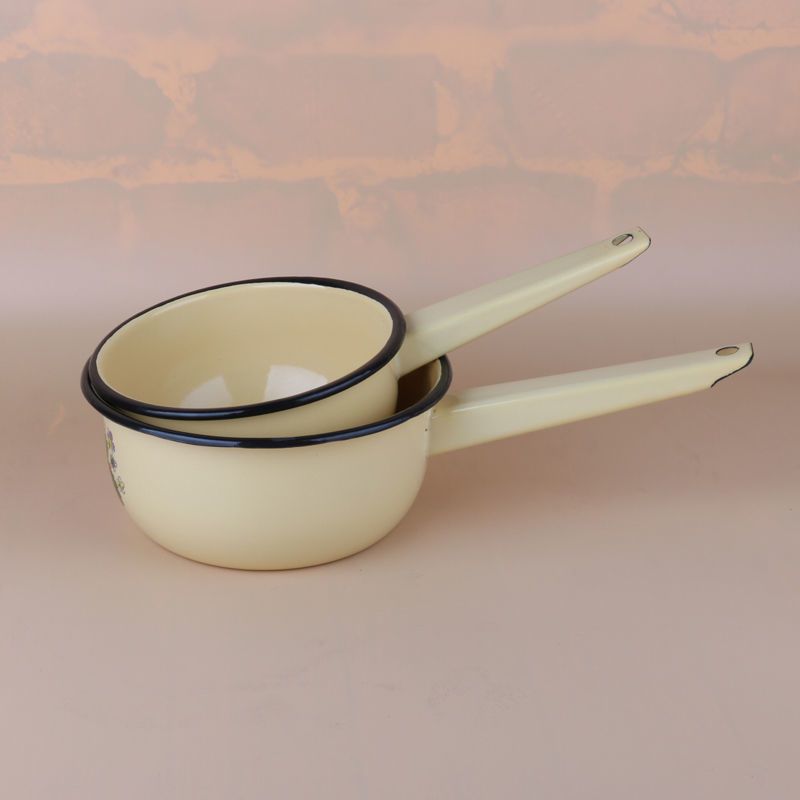 特价加厚珐琅搪瓷小奶锅家用煮奶不粘锅电磁炉通用日式汤锅水舀黄颜色