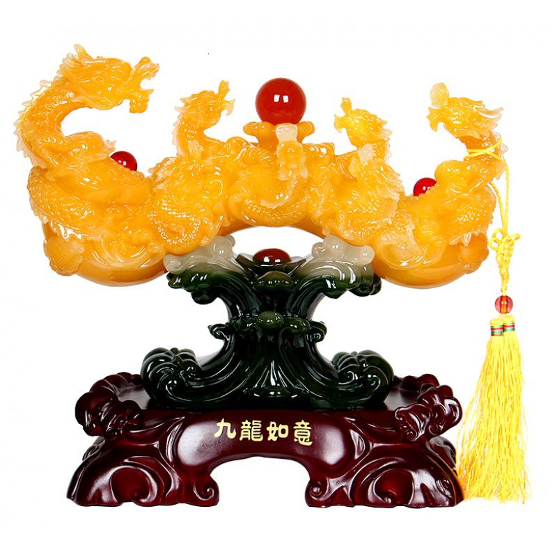美帮汇仿玉九龙戏珠玉如意摆件 富贵家居装饰品工艺品礼品摆设高清大图
