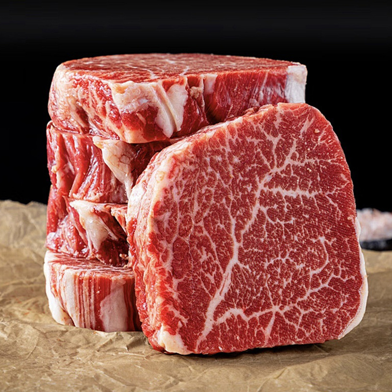 货出六盘 宁夏西吉县谷草饲喂养 六盘山牛肉 精品黄牛原切菲力牛排180g*4