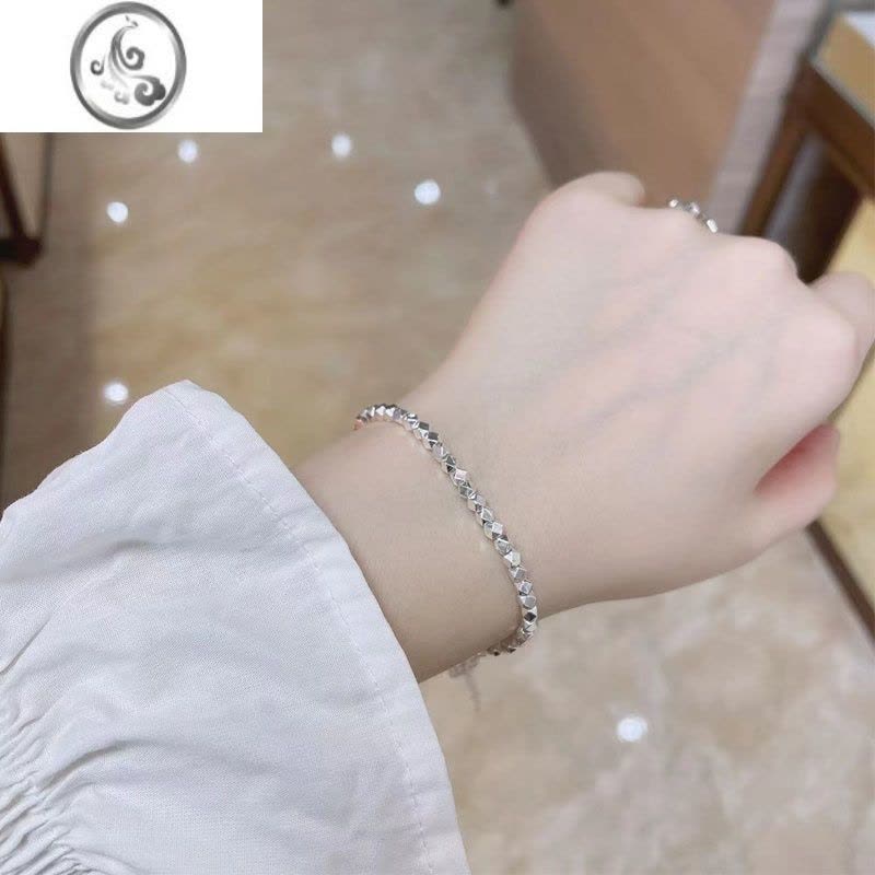 JiMi潮兴福碎银几两足银吊坠银银手链女ins小众设计轻奢网红手饰银饰图片