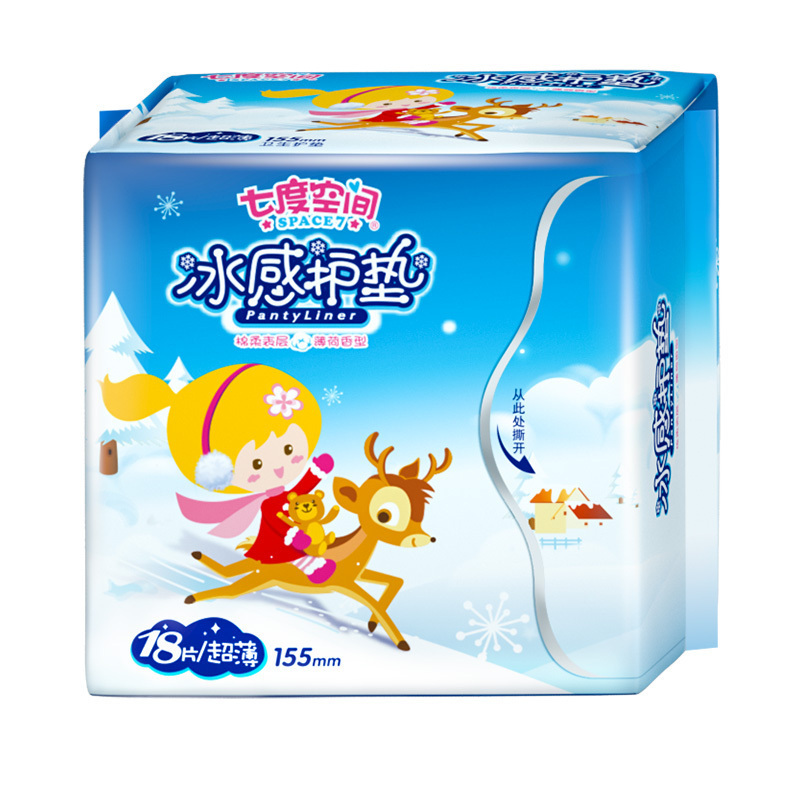 七度空间(space7)卫生巾棉柔冰感护垫18片袋装