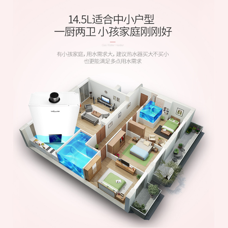 万和(Vanward)14.5升燃气热水器JSQ28-370J14.5智能恒温 天然气 六重净水 童锁儿童浴 家用正品