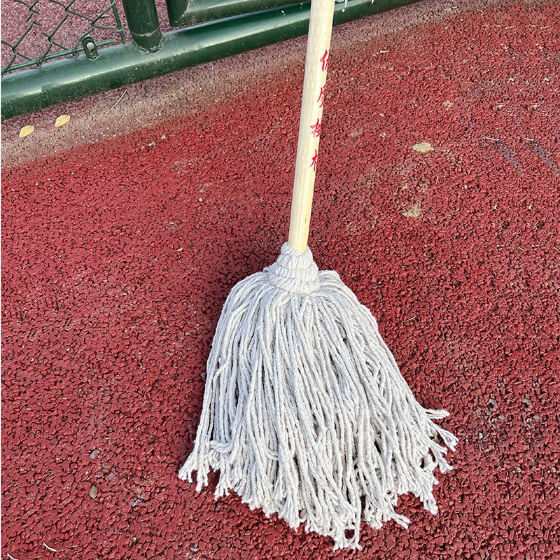 礼千初 木杆圆头拖把棉线地拖墩布拖把清洁拖布吸水拖手拧拖把 白线透明膜包杆