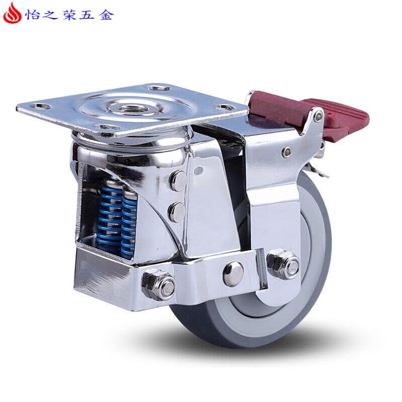 3寸4寸5寸减震脚轮静音弹簧轮工业脚轮轮防震弹簧轮4寸5寸万向轮 4寸万向图片