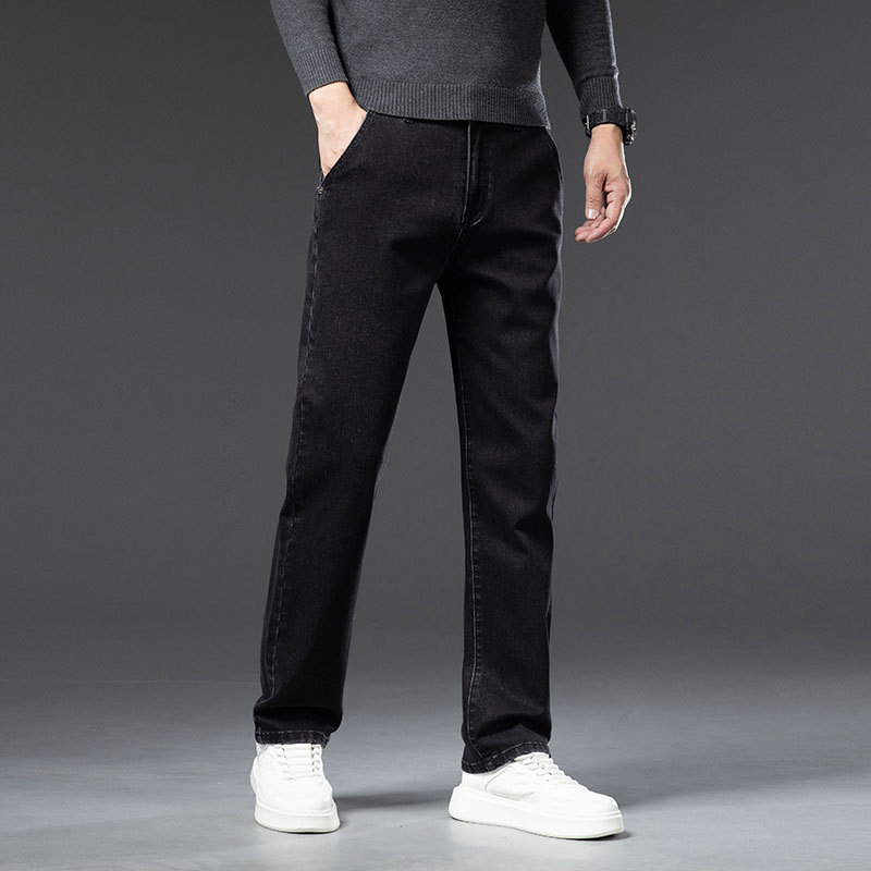 常规加绒可选男士冬季牛仔裤新款宽松弹力百搭时尚轻奢直筒裤_55813高清大图