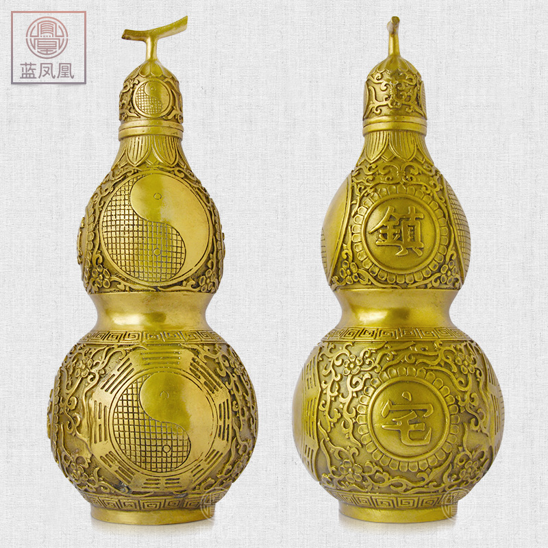 家柏饰(CORATED)铜葫芦摆件铜开口开盖大号客厅卧室办公室 60号八卦葫芦高清大图