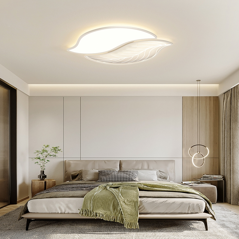卧室吸顶灯现代简约北欧创意树叶林下春雪温馨房间灯饰轻奢网红个性