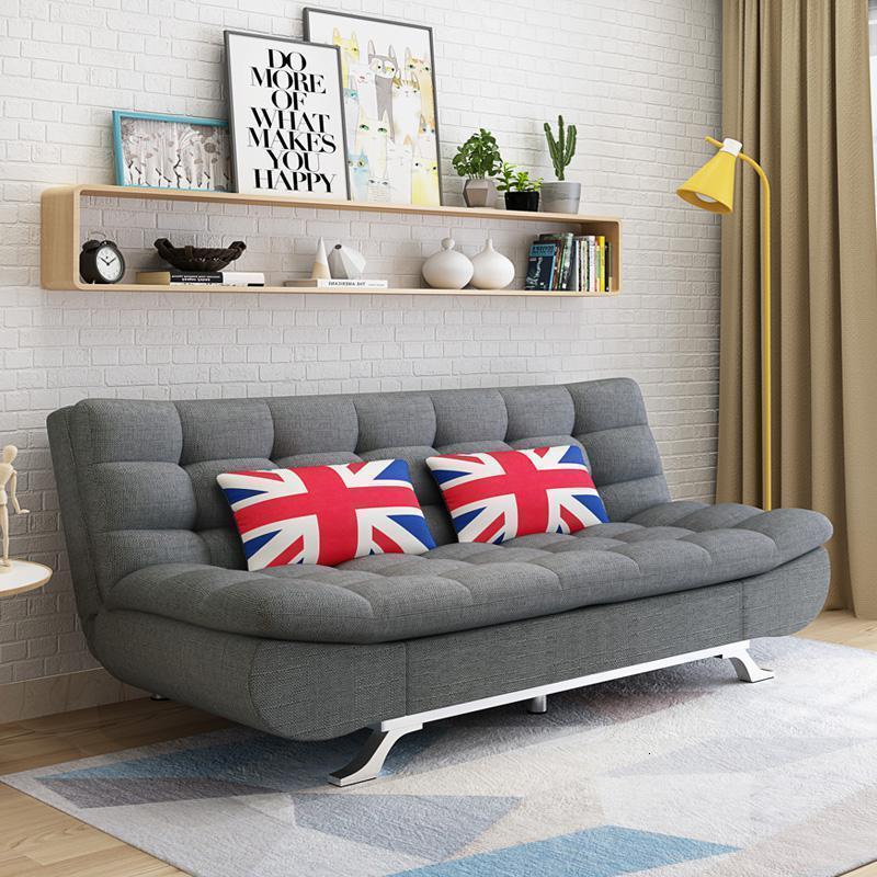 森美人沙发床可折叠客厅小户型双人坐卧两用多功能三人可睡觉沙发经济型 灰色七脚棉麻1.9*1.2 1.8米-2米