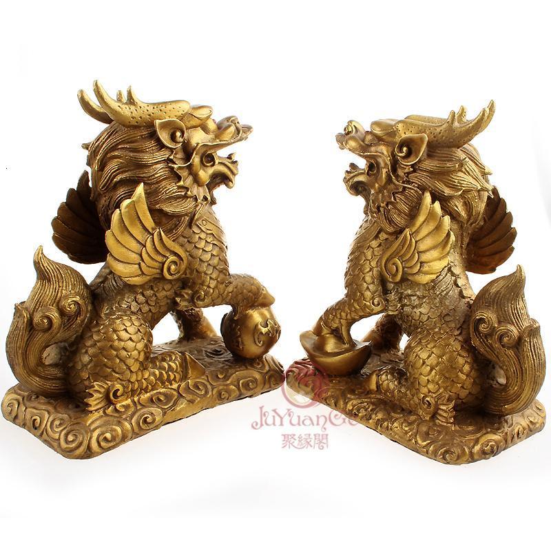 礼品之家 财富麒麟家居饰品 黄铜麒麟摆件 八卦麒麟大号铜工艺品送女朋友七夕情人节礼物