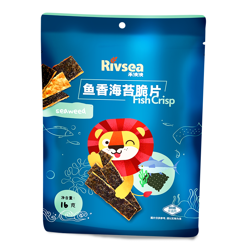 禾泱泱(Rivsea)宝宝零食鲜鱼夹心海苔脆片16g即食海苔儿童零食 孕婴童点心类