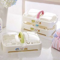 收纳用品双格沥水肥皂盒卫生间大号翻盖带手提带盖香皂架手工皂盒收纳盒生活日用