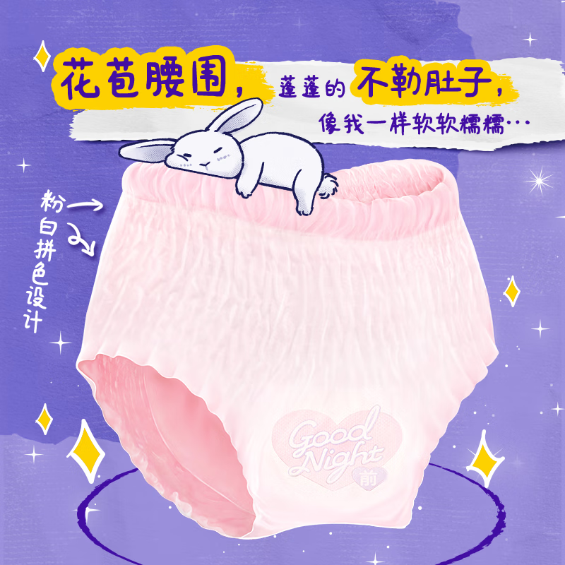 苏菲 超熟睡兔子安心裤 超薄安睡裤 M~L均码5条 适用臀围80-105cm高清大图