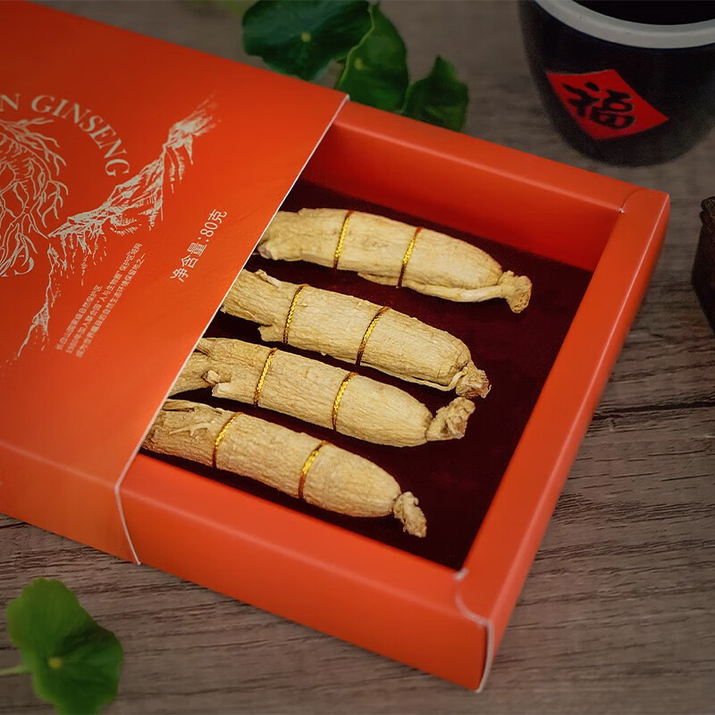 长白山人参干货礼盒人参原支人参皂苷煲汤泡酒泡水人参原支80g*1盒高清大图