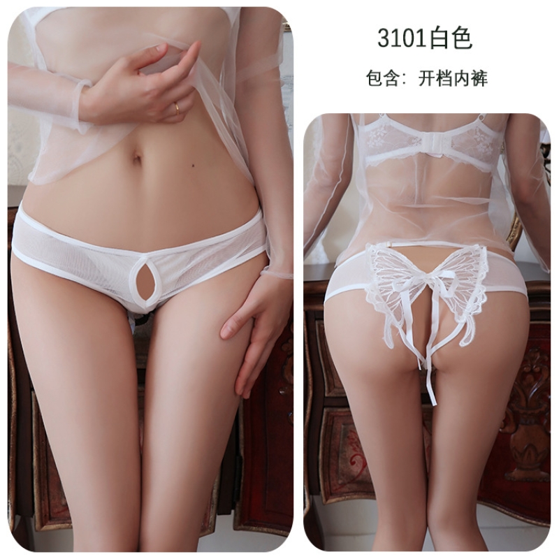 长夜漫漫情趣内衣蕾丝内裤女低腰纯欲开裆免脱性感火辣诱惑女3101 白色 均码(80-125斤)