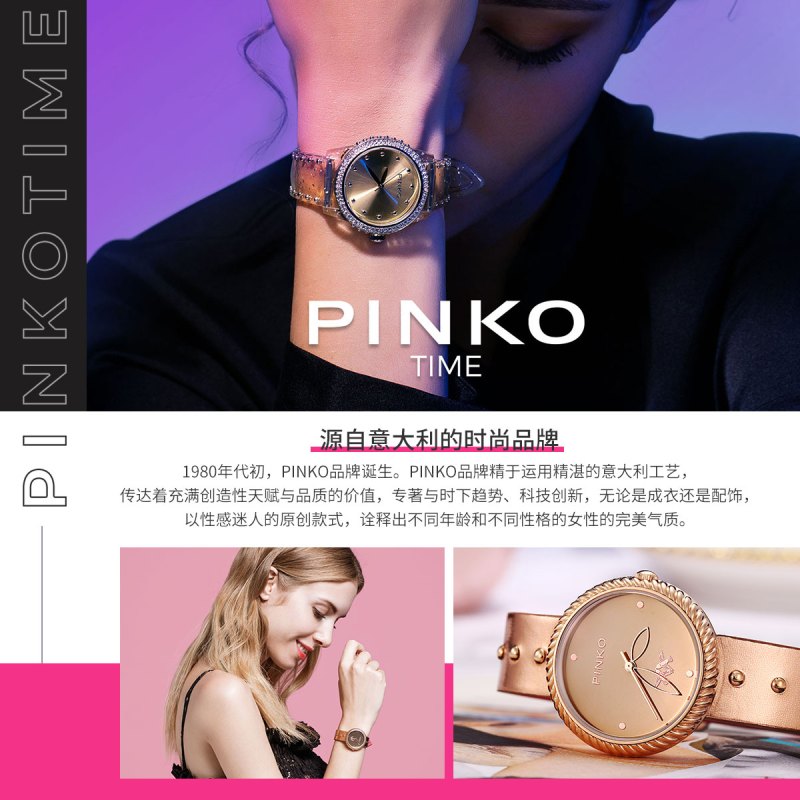 2018新款意大利进口欧美品牌Pinko简约时尚石英女表FW17系列PK.2950L/03漆皮带