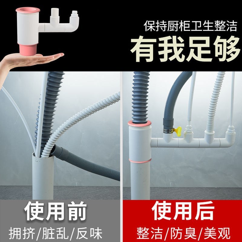 水槽+2分接头(接净水器) 厨房水槽洗碗机净水器下水管小厨宝洗衣机前置过滤PVC排水管三通