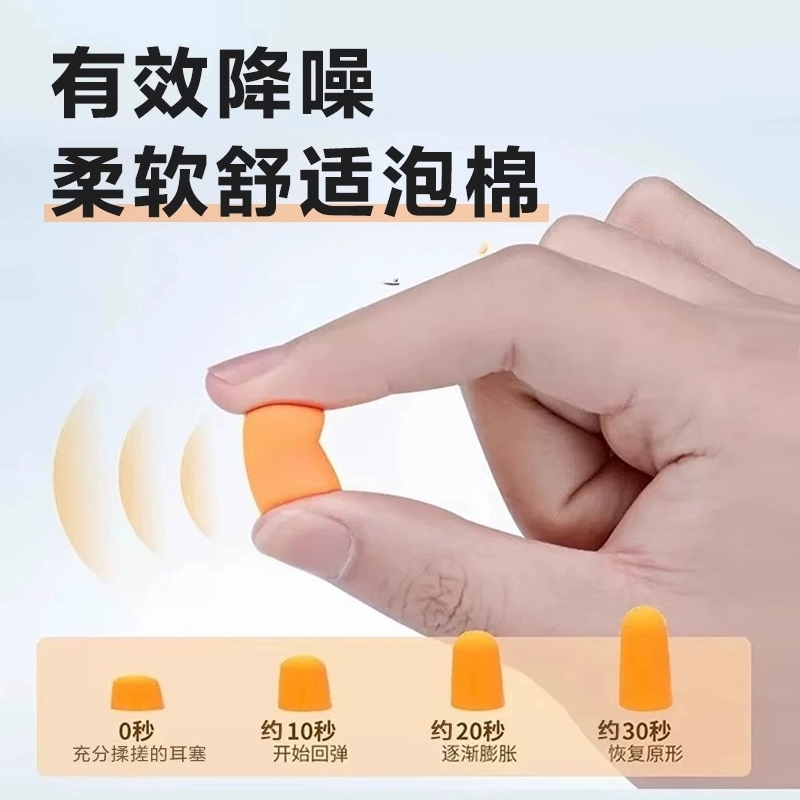 3M1110/1100子弹型带线泡棉耳塞男女生睡眠专业防噪音降噪隔音神器高清大图