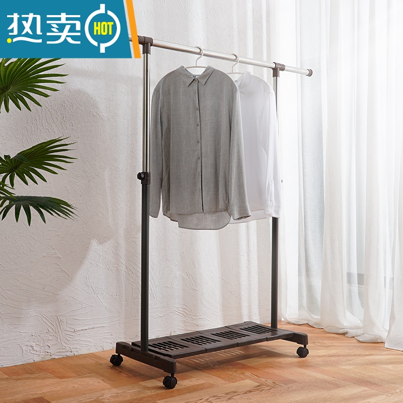 XIANCAI晾衣架落地卧室折叠阳台简易衣服架子凉衣架晒架室内单杆式高清大图
