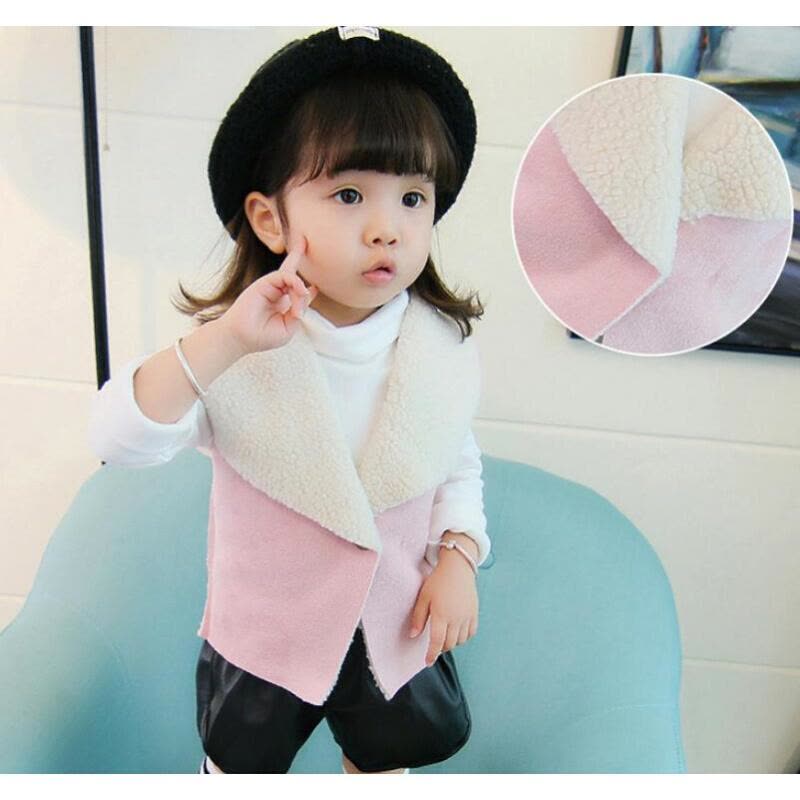 迪鲁奥(DILUAO)女童外套棉衣 女童马甲秋冬款 女童外套冬 宝宝加绒坎肩羊羔毛儿童棉马夹b840-13 粉色图片