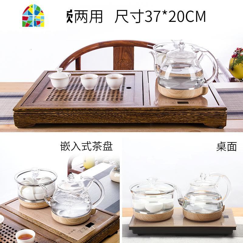 全自动上水电热水壶泡茶专用底部抽水茶台电磁炉茶具玻璃烧水壶 FENGHOU 双击自动上水:黑檀纹[带煮茶]图片