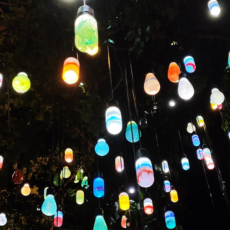 思唯美 led许愿灯 户外防水挂树上彩灯 太阳能串灯 4米一组10个灯瓶体彩色花纹随机发货