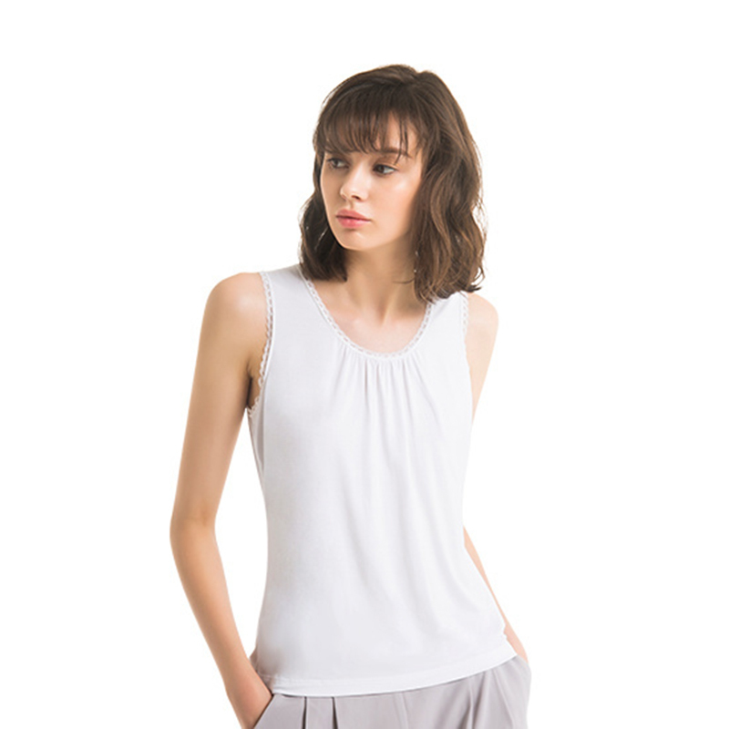 三枪莫代尔花边圆领女背心