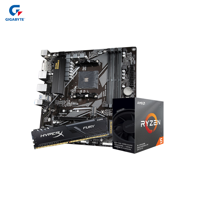 技嘉 B550M DS3H主板+AMD锐龙5 3600 CPU+金士顿Fury 2666 8G内存