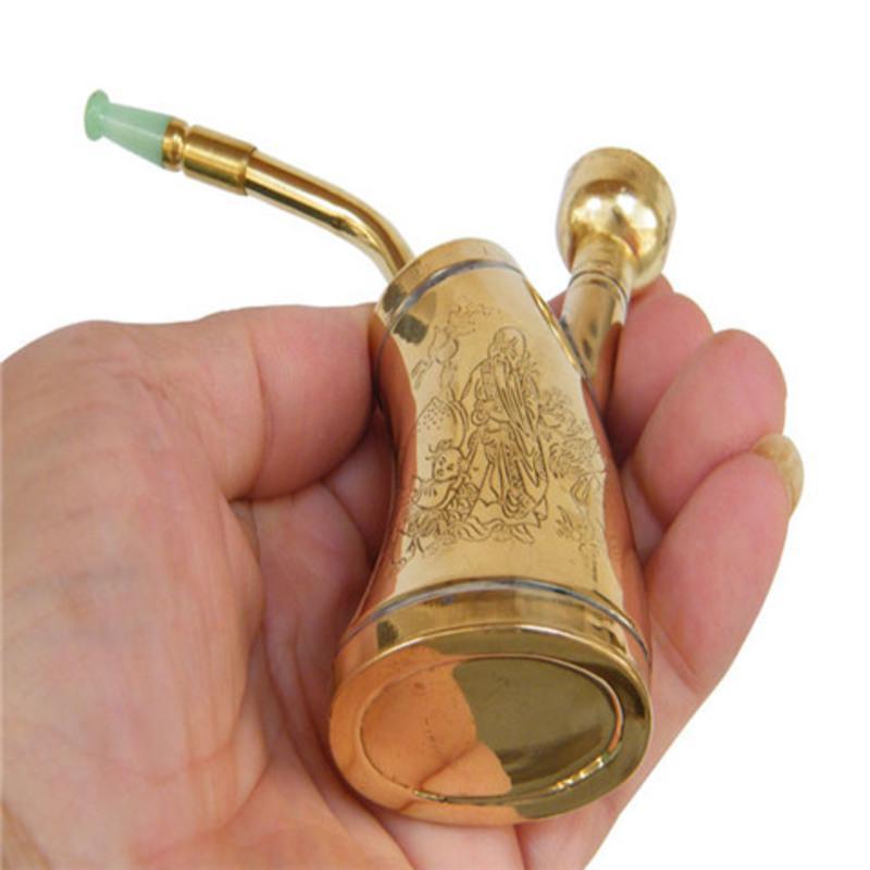 金泰水烟斗水烟壶老式水烟袋弯式水烟筒铜质便携式水烟壶两用烟锅透明