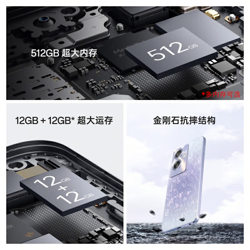 [全新]OPPO A2 静海黑 12GB+512GB 天玑6050 5G芯 5000万像素 90Hz刷新率 33W快充智能手机