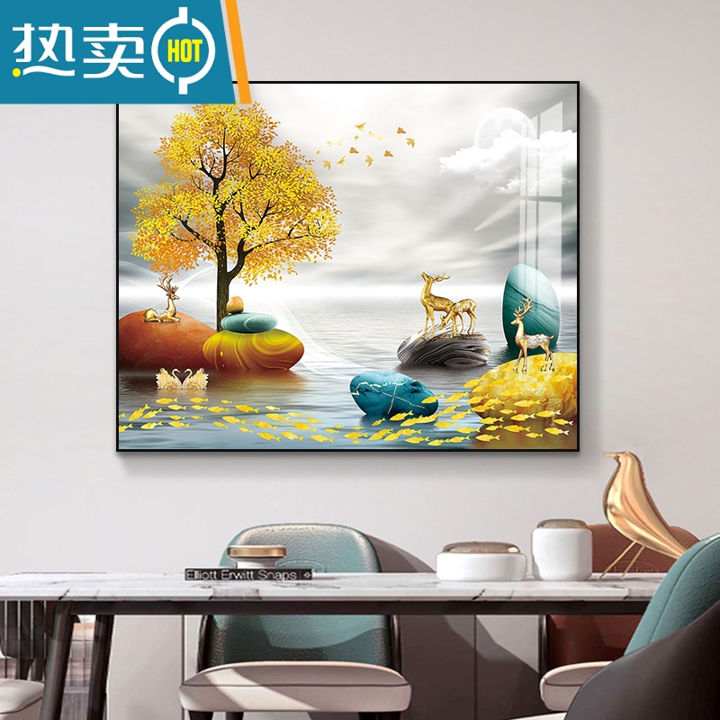 敬平电表箱装饰画现代简约配电箱遮挡挂画电源弱电闸盒空开免打孔壁画装饰画 53302 50*40容纳横长43*竖高32深木框悬挂NX水晶
