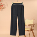 时尚休闲中老年妈妈裤子女40岁中年休闲裤女大码宽松长裤子春装女 6XL(建议165-175斤） 优雅黑裤子